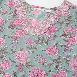 KALINI Floral Printed Pure Cotton Kurta With Salwar & Dupatta image 2