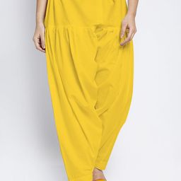 GRACIT Women Yellow Solid Cotton Salwar-picture-36