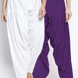GRACIT Women White & Purple Pack of 2 Solid Cotton Salwars-image-66