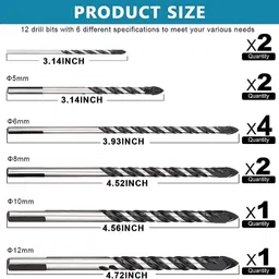 serplex Drill Bits Set 6 Sizes Drill Bits 3.14-4.72inch Masonry Drill Bit image 2