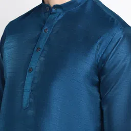 DEVOILER Men Navy Blue Solid Kurta with Churidar image 2