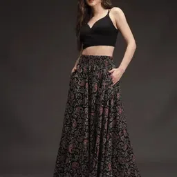 ww store Women Flared Multicolor Viscose Rayon Trousers-picture-13