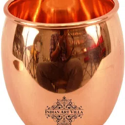 indianartvilla Copper Round Plain Glass Tumbler | Volume 590 ML | Home Hotel | Ayurveda Glass Water/Juice Glass image 2
