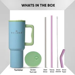 solara Echo Insulated Tumbler with Lid and Straw, Hot & Cold, Travel, Gym, Blue Hawaii, 1200 ml Bottle image 5