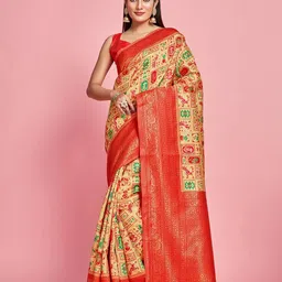 MIMOSA Woven Design Zari Kanjeevaram Saree-image-5