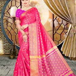 Mitera Ethnic Motif Woven Design Zari Art Silk Banarasi Saree-picture-17