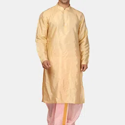 Sethukrishna Mandarin Collar Straight Zari Kurta with Dhoti Pants & Dupatta-picture-34
