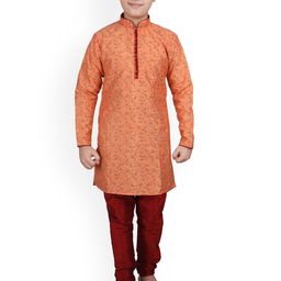 Pro-Ethic STYLE DEVELOPER Boys Floral Printed Mandarin Collar Kurta With Pyjamas-picture-29