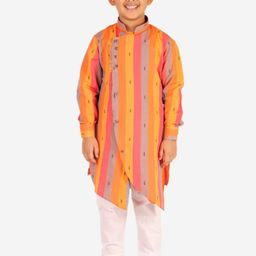 Pro-Ethic STYLE DEVELOPER Boys Orange Printed Kurta with Pyjamas-picture-45