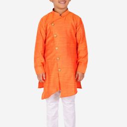 Pro-Ethic STYLE DEVELOPER Boys Orange & White Panelled Kurta With Pyjamas-picture-26