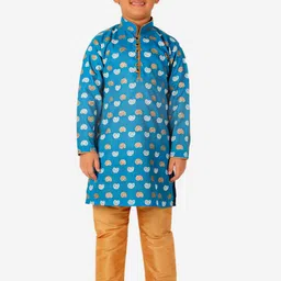 Pro-Ethic STYLE DEVELOPER Boys  Floral Printed Pure Cotton Kurta with Pyjamas-picture-43