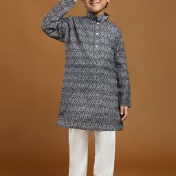 Pro-Ethic STYLE DEVELOPER Boys Ethnic Motifs Printed Regular Kurta With Pyjamas-picture-8