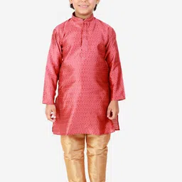 Pro-Ethic STYLE DEVELOPER Boys Maroon Dupion Silk Kurta with Pyjamas-picture-19