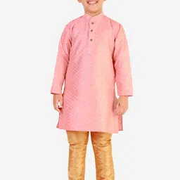 Pro-Ethic STYLE DEVELOPER Boys Pink Pure Silk Kurta with Pyjamas-picture-44
