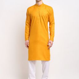 Jompers Men Mustard Yellow Regular Kurta with Churidar-picture-8