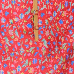 Pro-Ethic STYLE DEVELOPER Boys Maroon Floral Printed Pure Silk Kurta with Pyjamas image 3