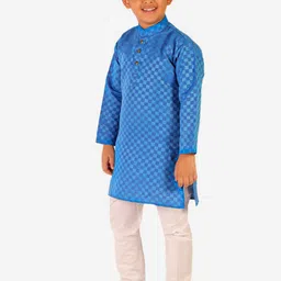 Pro-Ethic STYLE DEVELOPER Boys Blue Pure Cotton Kurta with Pyjama image 3