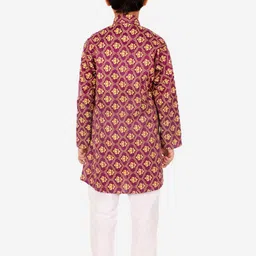 Pro-Ethic STYLE DEVELOPER Boys Purple Ethnic Motifs Printed Pure Cotton Kurta with Pyjamas image 4