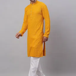 Jompers Men Floral Embroidered Sequinned Pure Cotton Kurta with Churidar image 5