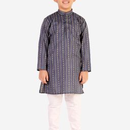 Pro-Ethic STYLE DEVELOPER Boys Navy Blue Printed Pure Cotton Kurta with Pyjama-picture-48