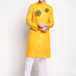DEVOILER Ethnic Motifs Printed Band Collar Straight Kurta with Pyjama-picture-31