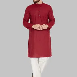 ROYAL KURTA Men Mandarin Collar Pure Cotton Kurta with Pyjamas-image-63