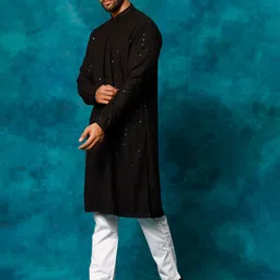 VASTRAMAY Ethnic Motifs Embroidered Regular Sequinned KurtaWith Pyjamas image 1