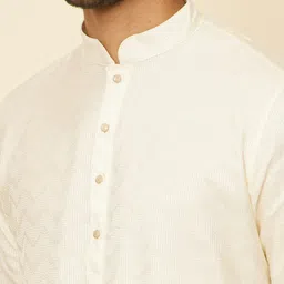 Manyavar Chevron Embroidered Mandarin Collar Straight Kurta with Pyjamas image 2