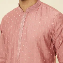 Manyavar Floral Embroidered Art Silk Thread Work Kurta With Pyjamas image 2