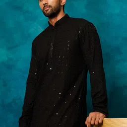 VASTRAMAY Ethnic Motifs Embroidered Regular Sequinned KurtaWith Pyjamas image 2