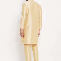 VASTRAMAY Mandarin Collar Straight Kurta with Trousers image 3