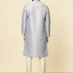 Manyavar Grey Mandarin Collar Straight Kurta with Pyjamas image 4