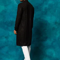 VASTRAMAY Ethnic Motifs Embroidered Regular Sequinned KurtaWith Pyjamas image 4