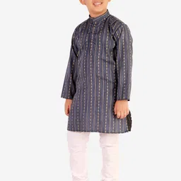 Pro-Ethic STYLE DEVELOPER Boys Navy Blue Printed Pure Cotton Kurta with Pyjama image 2