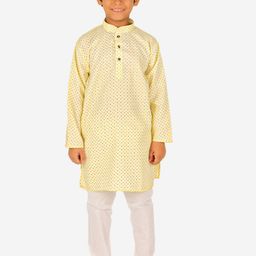 Pro-Ethic STYLE DEVELOPER Boys Yellow Printed Kurta with Pyjamas-picture-28