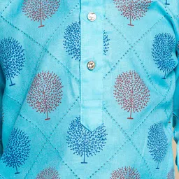 BAESD Boys Floral Printed Mandarin Collar Straight Kurta with Pyjamas image 4