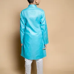 BAESD Boys Floral Printed Mandarin Collar Straight Kurta with Pyjamas image 2