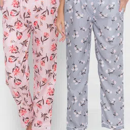 FashionRack Women Grey & Pink Pack of 2 Printed Track Pants-picture-36