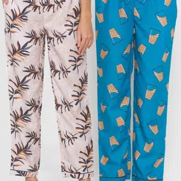 FashionRack Women Set of 2 Printed Cotton Lounge Pants-picture-24