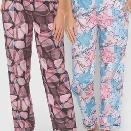 FashionRack Women Set of 2 Printed Cotton Lounge Pants-image-76