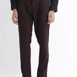 RARE RABBIT Men Polin Regular Fit Mid-Rise Pleated Trousers image 4