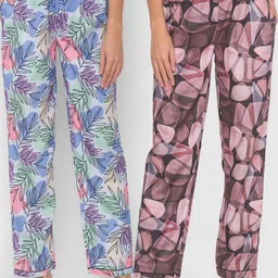 FashionRack Women Set of 2 Printed Cotton Lounge Pants-image-75