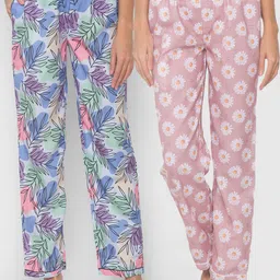 FashionRack Women Pack of 2 Pink & Blue Printed Lounge Pants-picture-25