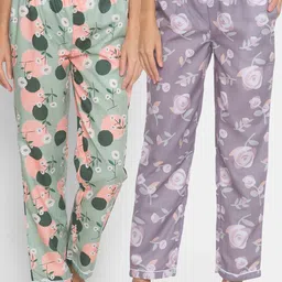FashionRack Women Brown & Green Pack of 2 Cotton Printed Lounge Pants-picture-19