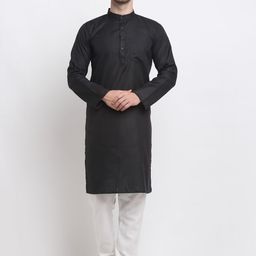 Benstoke Men Black Solid Kurta with Pyjamas-picture-17