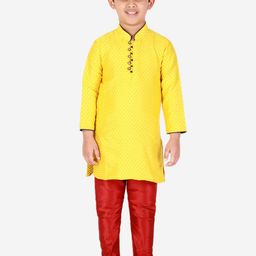 Pro-Ethic STYLE DEVELOPER Boys Yellow Printed Kurta with Pyjamas-picture-44