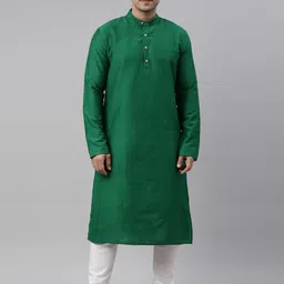TATTVA Men Green Pure Cotton Kurta with Churidar-picture-19