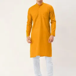 Jompers Men Mustard Yellow Pure Cotton Kurta with Pyjamas-picture-27