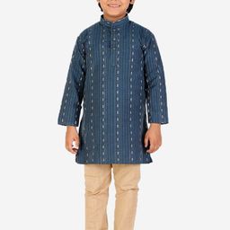 Pro-Ethic STYLE DEVELOPER Boys Blue Striped Pure Cotton Kurta with Pyjamas-picture-31