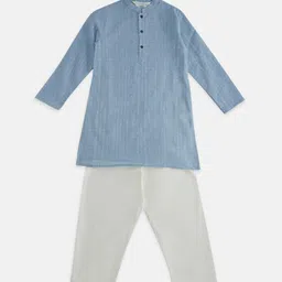 indus route by Pantaloons Boys Woven Design Mandarin Collar Pure Cotton Kurta with Pyjamas image 1